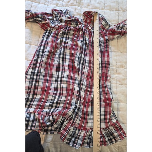 Disney Flannel Pajama Gown Mickey Mouse Holiday Plaid Christmas Girl Size 7/8‎ - Picture 5 of 10